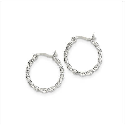 Twisted silver store hoop earrings